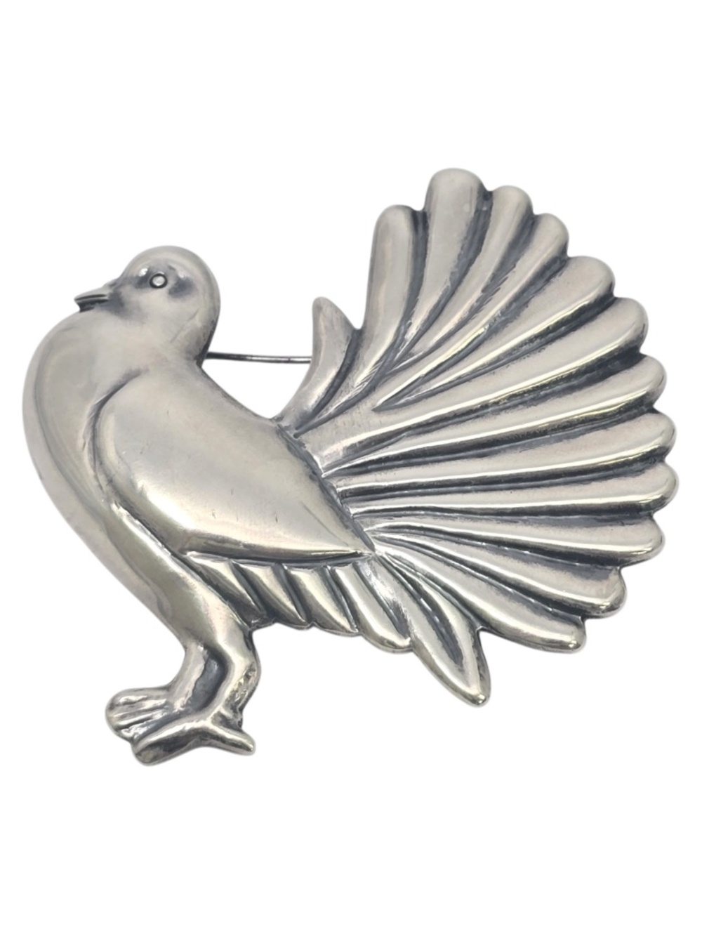 Casa Prieto Mexico Sterling Silver Peacock Bird Pin/Brooch #24718